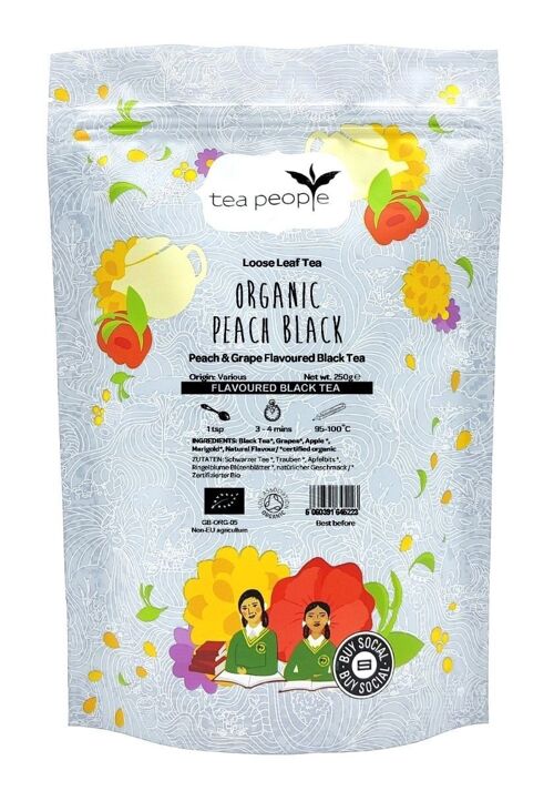 Organic Peach Black tea - 250g Refill Pack