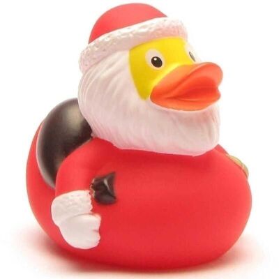 Pato de goma - Papá Noel con saco y cascabel pato de goma