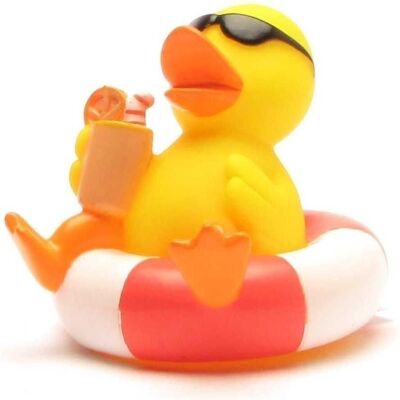 Canard en caoutchouc - canard en caoutchouc dans un anneau de natation