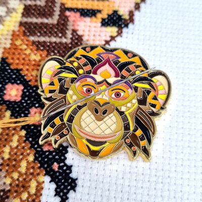 Mandala Monkey Needle Minder for Cross Stitch, Embroidery, Sewing, Quilting, Needlework and Haberdashery
