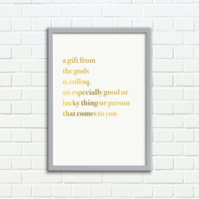 Wall Art Print A Gift From The Gods Definition Typography Design White