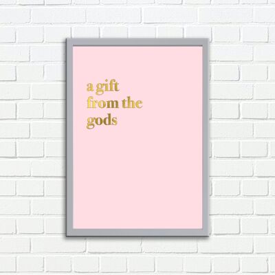 Wall Art Print A Gift From The Gods Typography Design Pink