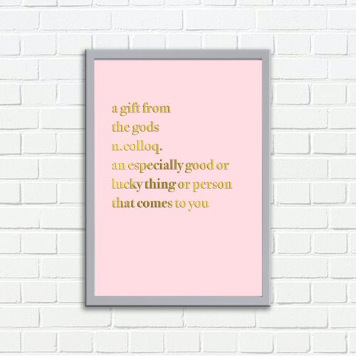 Wall Art Print A Gift From The Gods Definition Typography Design Pink