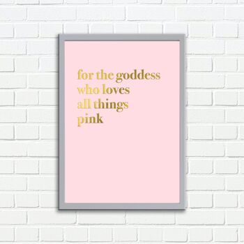 Impression d'art mural pour la déesse qui aime tout design de typographie rose 1