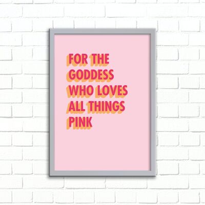 Impresión de arte de pared para la diosa que ama todas las cosas Pink 3D Shadow Design