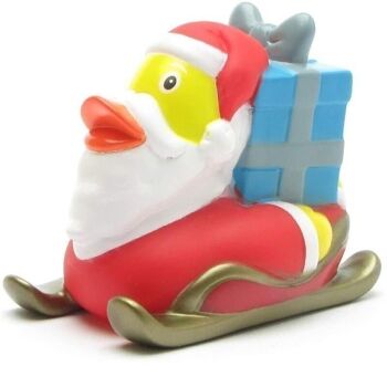 Canard en caoutchouc - Père Noël sur un canard en caoutchouc de traîneau 1