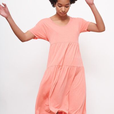 Tiered Dress in Coral