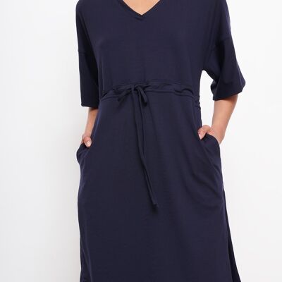 Cashmere Kimono Dress in Dark Navy