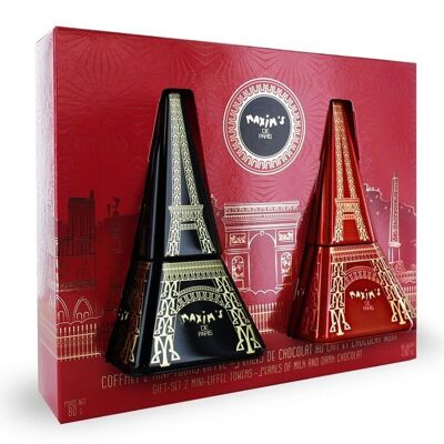 Estuche 2 mini torres Eiffel | Surtido de perlas de chocolate