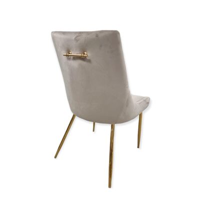 CHAISE EMMA VELOURS TAUPE PIED DORE