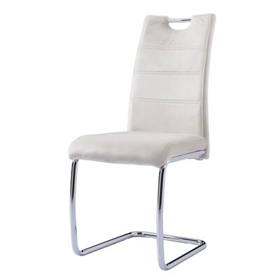 CHAISE VELOURS NOIR PIED CHROME ACIER INOXYDABLE