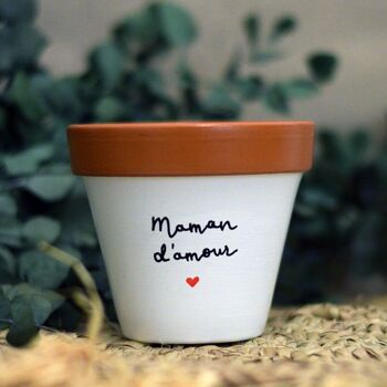 Pot de fleur, cache-pot "Maman d'amour ♥", fête des mères, cadeau maman original 2