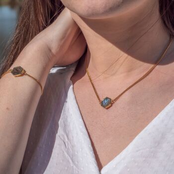 Collier Hexalia en pierres Labradorite 3