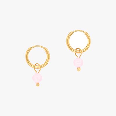 Serena hoop earrings in Rose Quartz stones