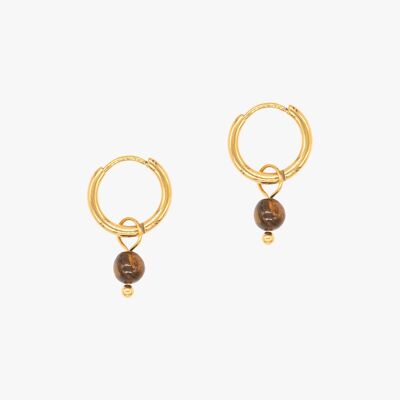 Serena hoop earrings in Tiger Eye stones