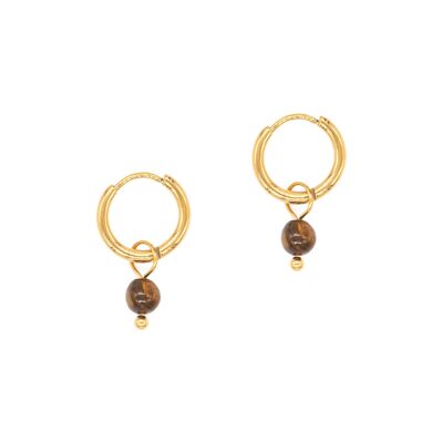 Orecchini a cerchio Serena in pietre Tiger Eye