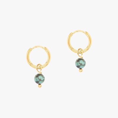 Boucles d'oreilles créoles Serena en pierres Turquoise Africain