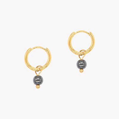 Serena hoop earrings in Hematite stones