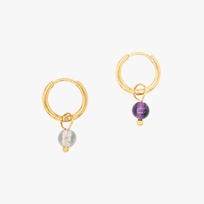 Serena hoop earrings in Fluorite stones