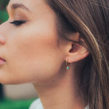 Boucles d'oreilles créoles Serena en pierres Agate Arbre 2