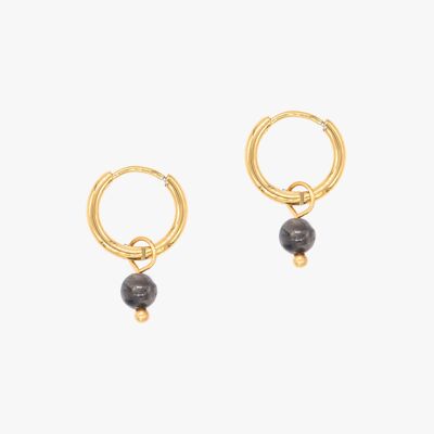 Serena hoop earrings in Spectrolite stones