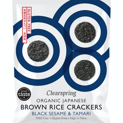 Galletas japonesas de arroz integral orgánico - sésamo negro 40g - FR-BIO-09