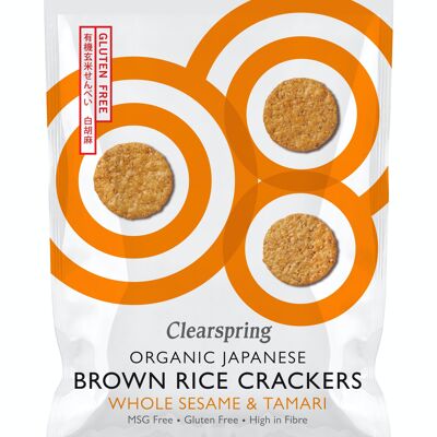 Galletas japonesas de arroz integral orgánico - sésamo blanco 40g - FR-BIO-09