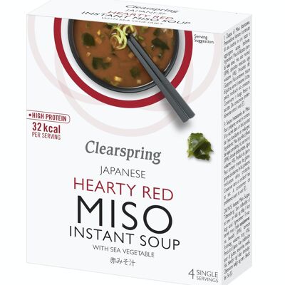Sopa de miso instantánea ecológica - Miso rojo y algas (4x10g)