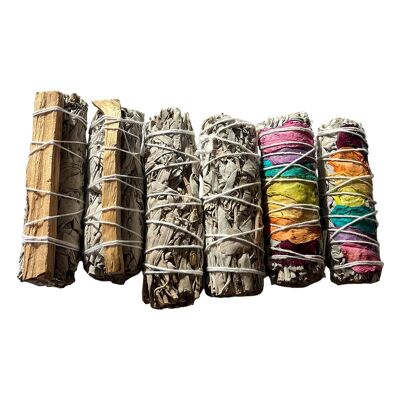 2x White Sage 4" Smudge Sticks, 2x Palo Santo White Sage 4" Smudge Sticks, 2x Chakra Petals White Sage 4" Smudge Sticks