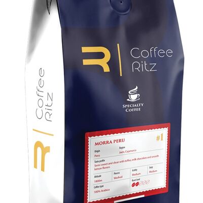 Kaffeebohnen, Spezialität, handwerklich hergestellt „Morra Peru“ 1 kg/Fairtrade, Café en Grains de Spécialité/ Équitable