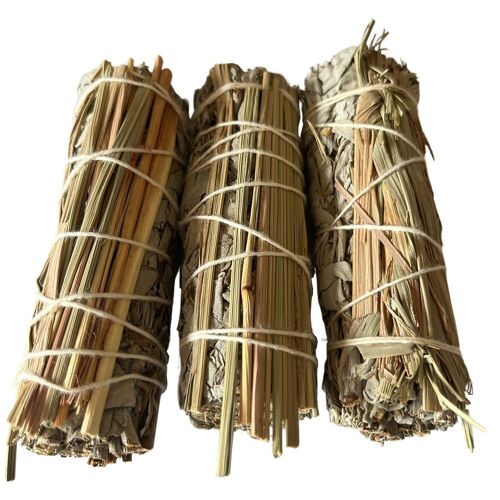 3x Sweet Grass White Sage 4" Smudge Sticks