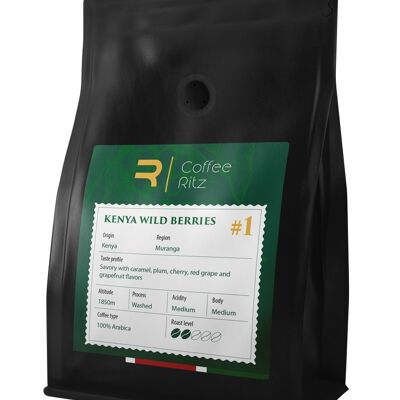 Specialità artigianale di caffè in grani "Kenya Wild Berries" 250gr/Fairtrade, Café en grains de spécialité/ Equitable
