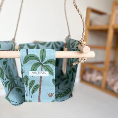 Green jungle print swing