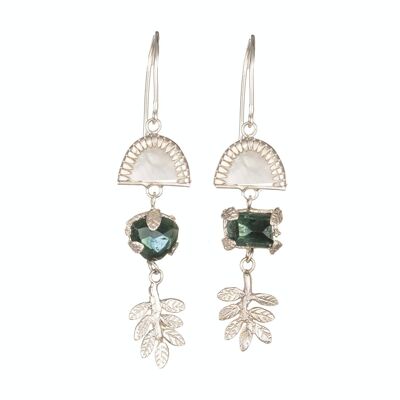 Botanical Drop Earrings with mother of pearl