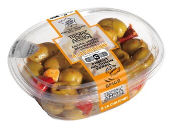 Olives vertes dénoyautées de Grèce à la Chilienne