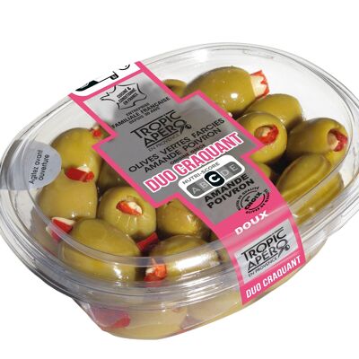 Greek Stuffed Green Olives Duo Crisp (Almond-Pepper)