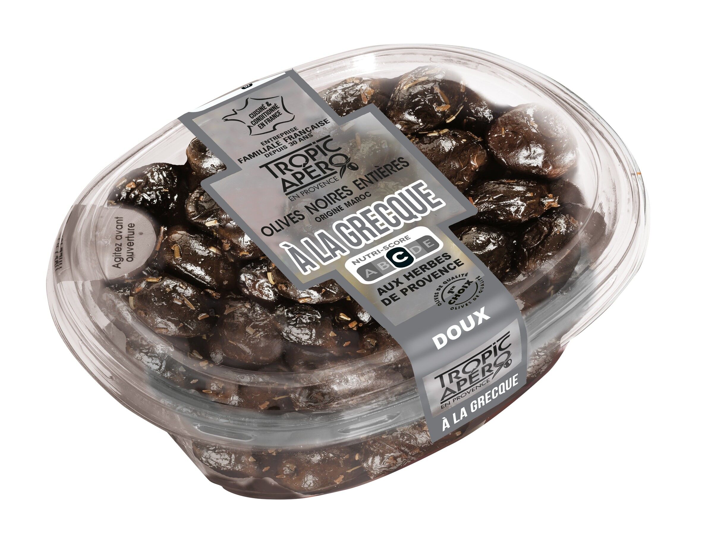 Griechische schwarze Oliven aus Marokko mit Pce-Kräutern