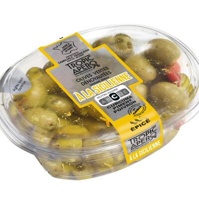 Olives vertes dénoyautées de Grèce à la Sicilienne