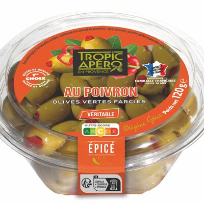 Green olives stuffed with real pepper