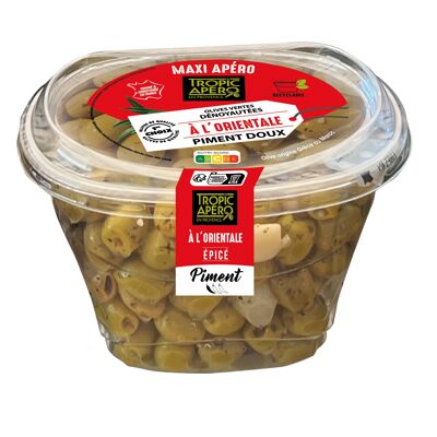 Olives vertes dénoyautées à l'Orientale (Piment doux) - NOUVEAU