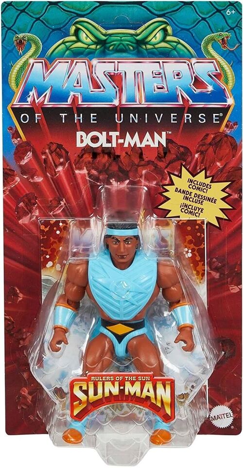 Les Maîtres de l’Univers Figurine Articulée Origins Bolt-Man (14 cm), Mini BD Incluse, à Collectionner.  - HKM66