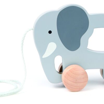 Hape - Juguete de madera - Juguete para tirar - Elefante para tirar