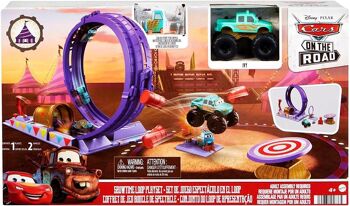 Disney Pixar Cars -  Coffret Spectacle Looping de Cars On The Road, avec Monster Truck Ivy, Lanceur et Cible Mobile - HGV73 1