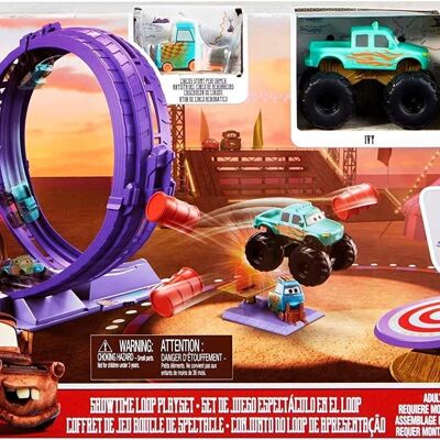Disney Pixar Cars – Cars On The Road Looping Show Set, mit Monster Truck Ivy, Launcher und Moving Target – HGV73