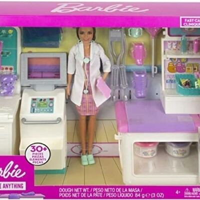 BARBIE - Barbie Médecin, coffret clinique avec poupée et accessoires - HFT68