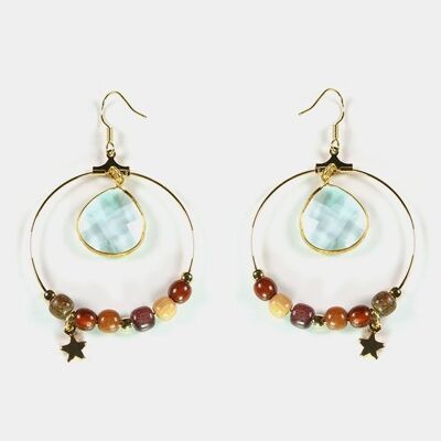 Chalcedony and Zeyna wood earrings