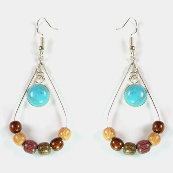 Boucles Turquoise et bois Etoilis 1