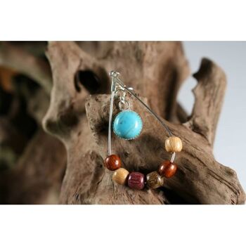 Boucles Turquoise et bois Etoilis 3