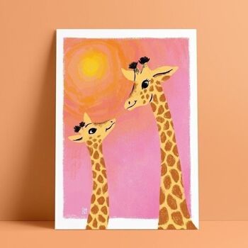Girafe et girafon | affiche jeunesse illustrée 1
