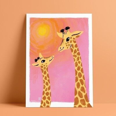 Giraffa e giraffa | poster illustrato per giovani
